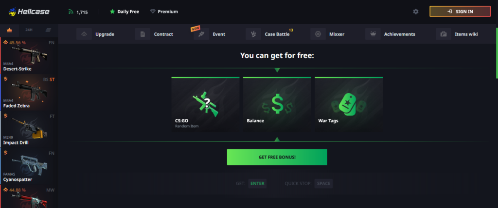 Claim Daily Free Cases At Hellcase