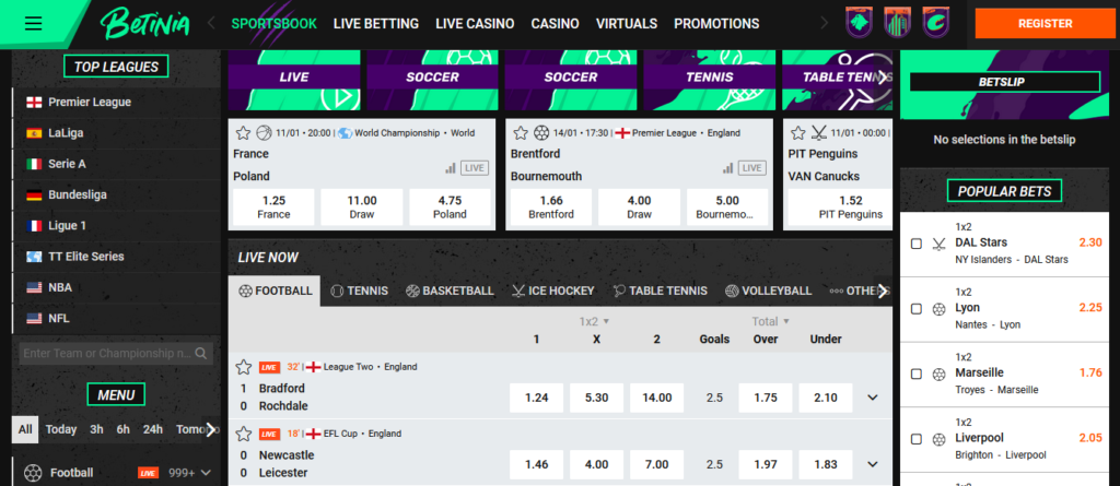 Wager On Sports At Betinia Sportsbook