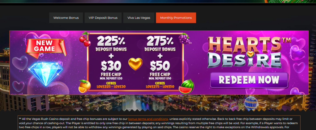 Claim A VegasRush Casino No Deposit Bonus
