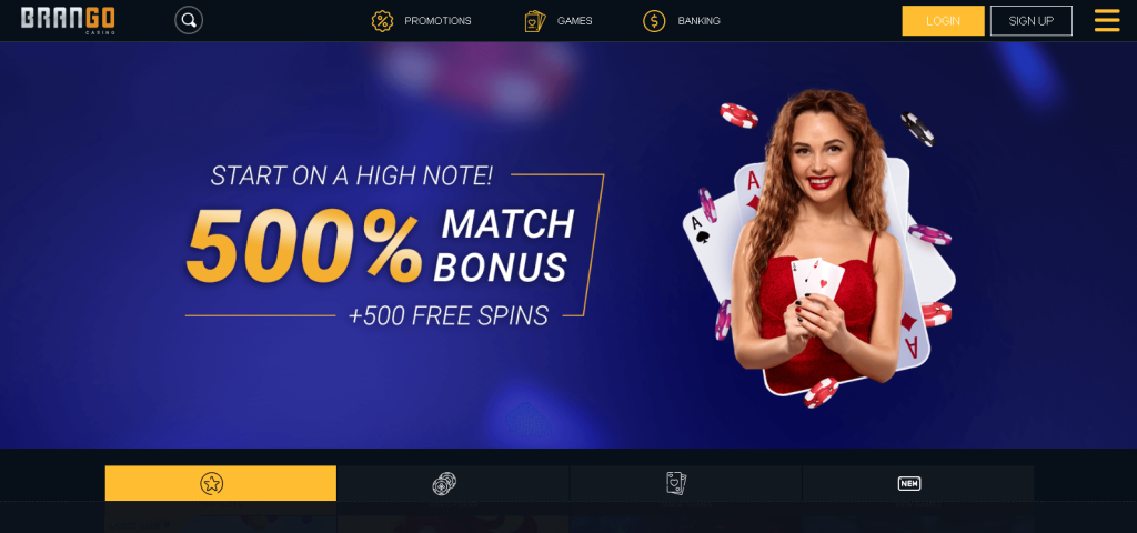 Brango Casino Bonus 500% + 500 Free Spins
