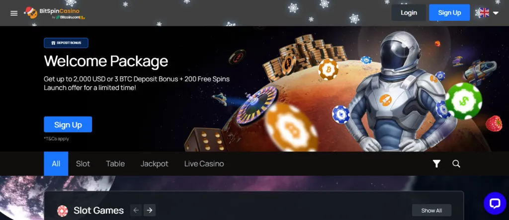 Bitspincasino.com - Claim A 3BTC Deposit Bonus + 200 Free Spins