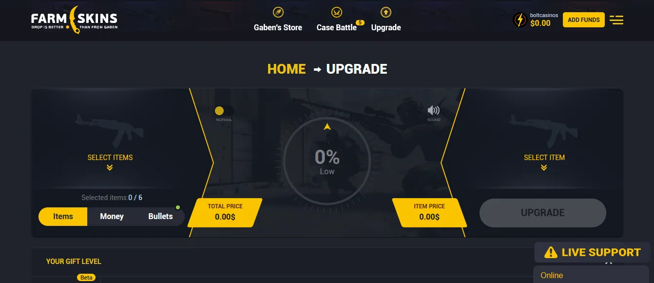 Upgrade Skins At FarmSkins
